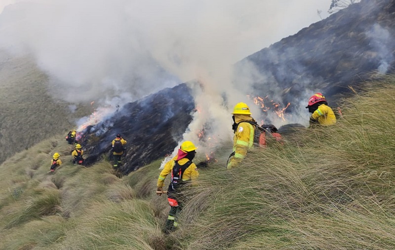 Control incendio forestal en Papallacta
