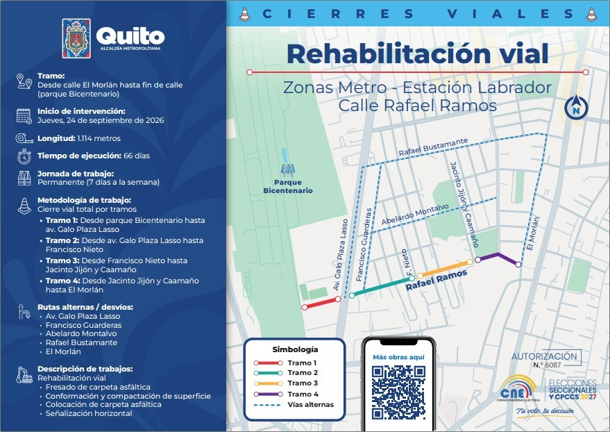 Inicia la rehabilitación de la calle Rafael Ramos, otra vía clave hacia la estación El Labrador